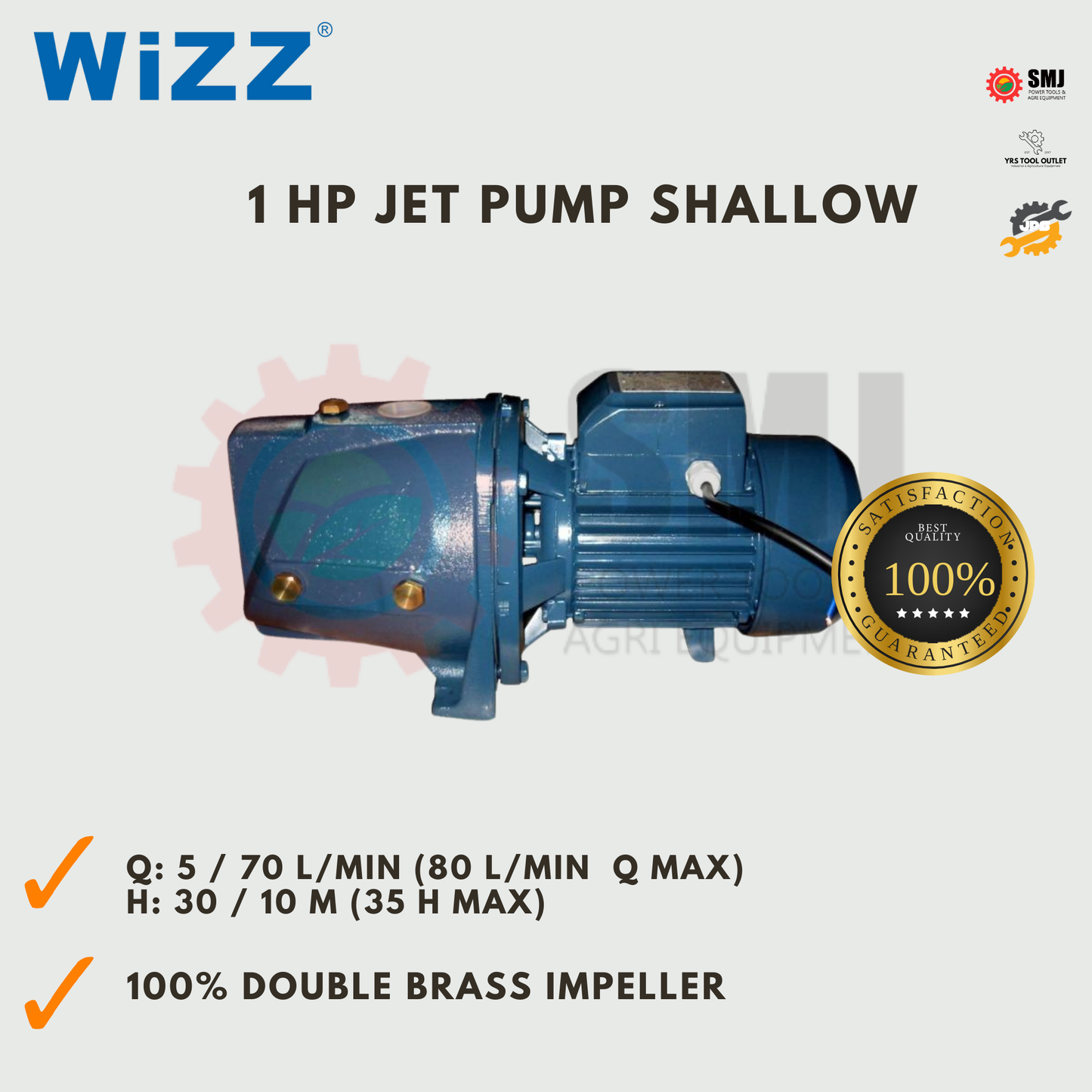 Wizz Jet Water Pump 1/2HP 1HP 1.5HP Shallow Self Priming