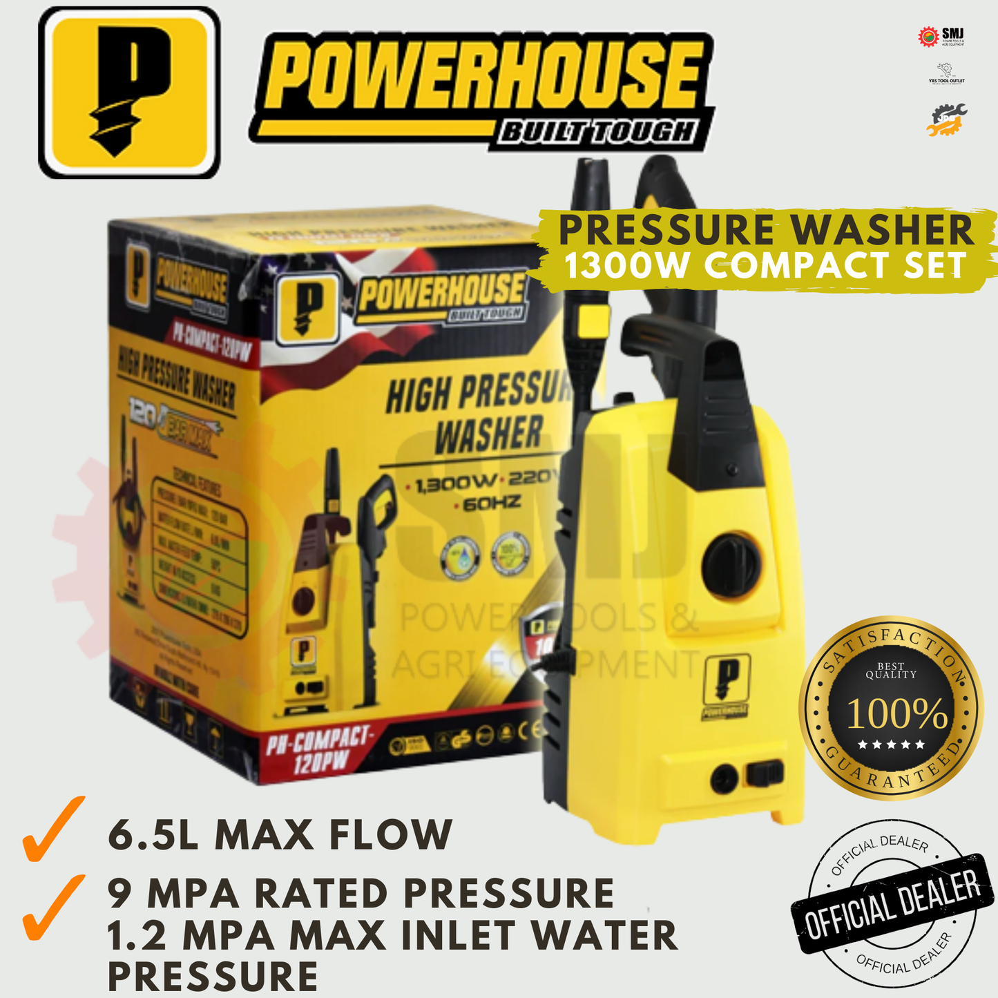 POWERHOUSE Higher Pressure Washer PH-COMPACT-120PW 120 bar 1300W