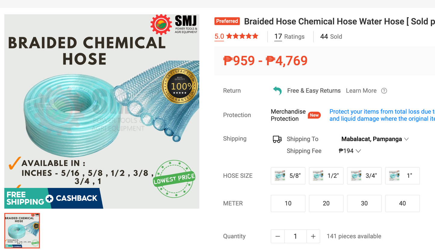 PER METER SUPERFLEX Reinforced Chemical Hose 3/16" 1/4" 5/16" 3/8" 1/2" Heavy Duty