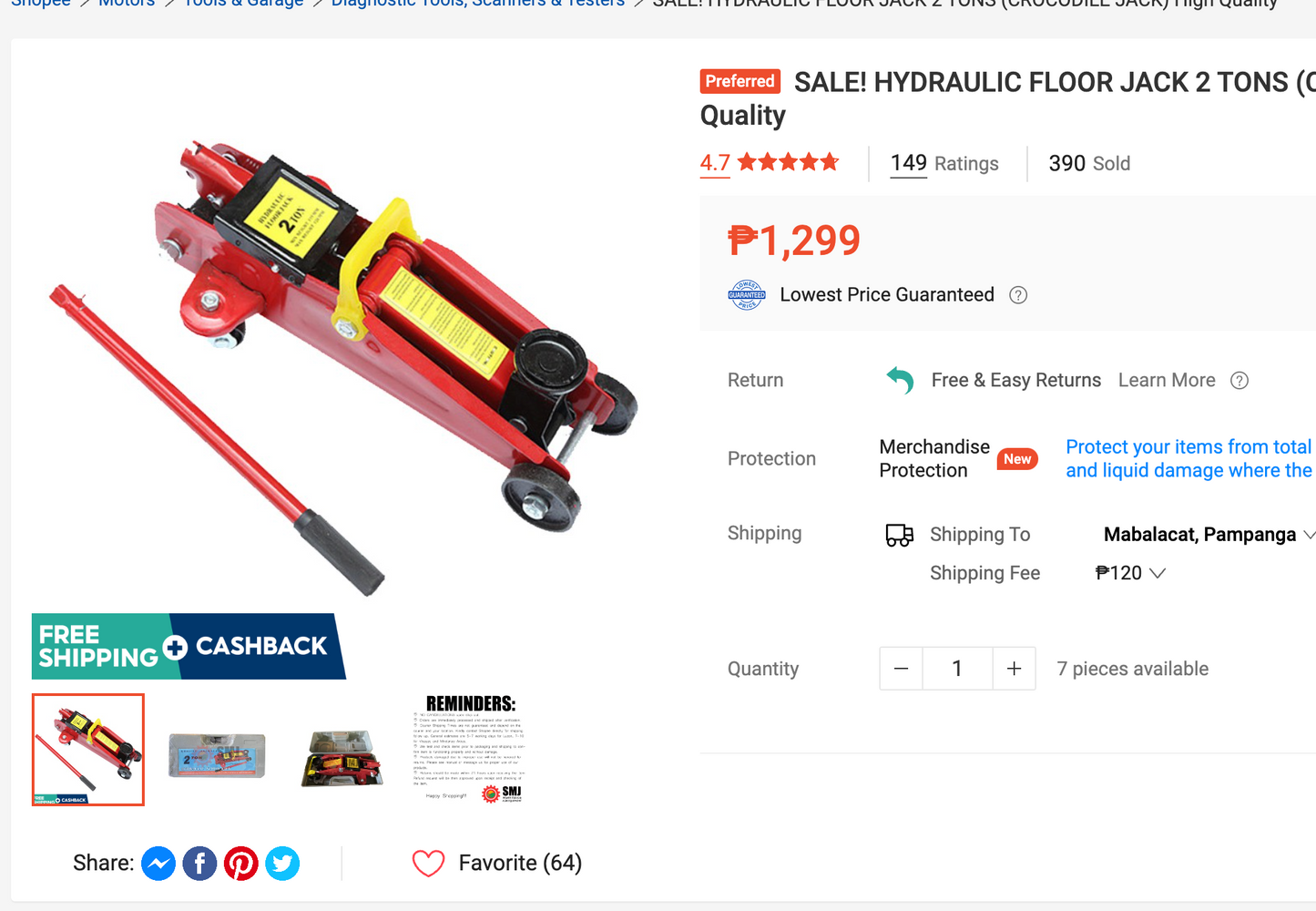 SALE! HYDRAULIC FLOOR JACK 2 TONS (CROCODILE JACK) High Quality