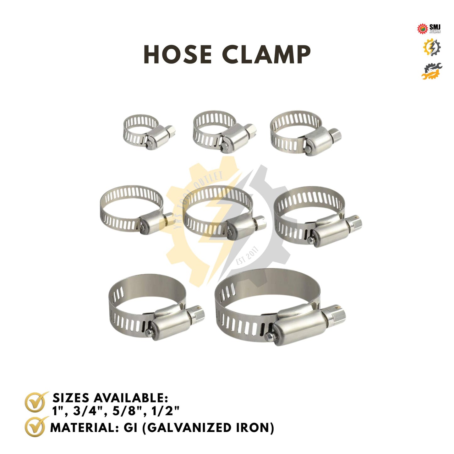 LPG / Air Hose Clamp 1", 3/4", 5/8", 1/2"
