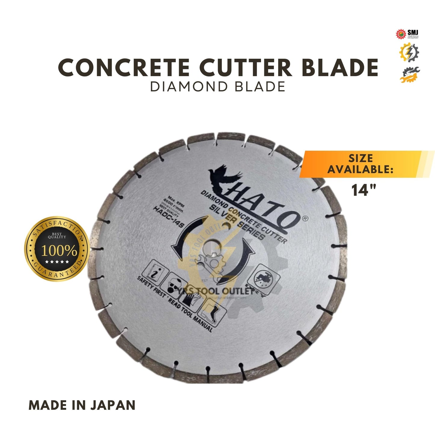 Original JAPAN DSK HATO MEGA Concrete Cutter Diamond Blade 14" 16"