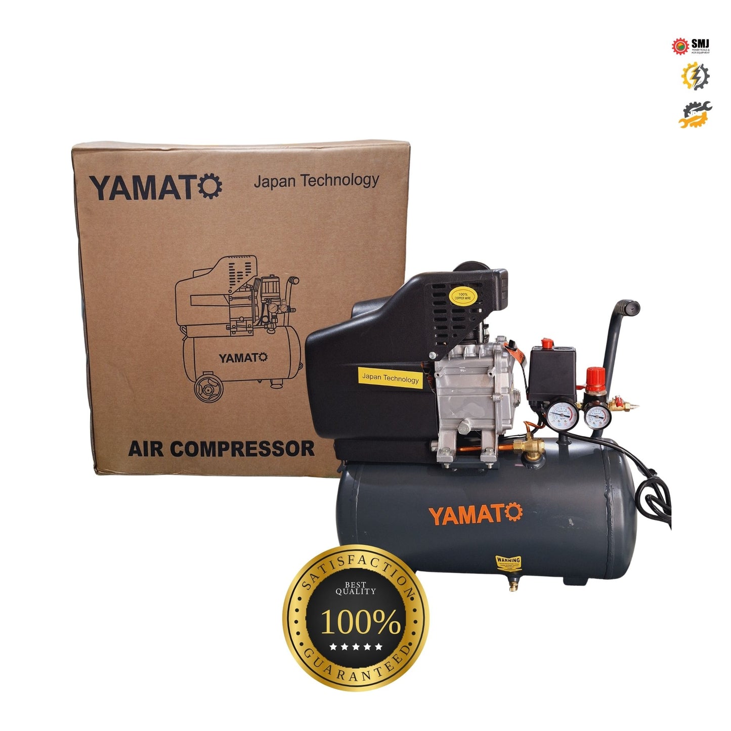 YAMATO AIR COMPRESSOR 2HP/24L - DIRECT COUPLED 115PSI - COPPER WINDING