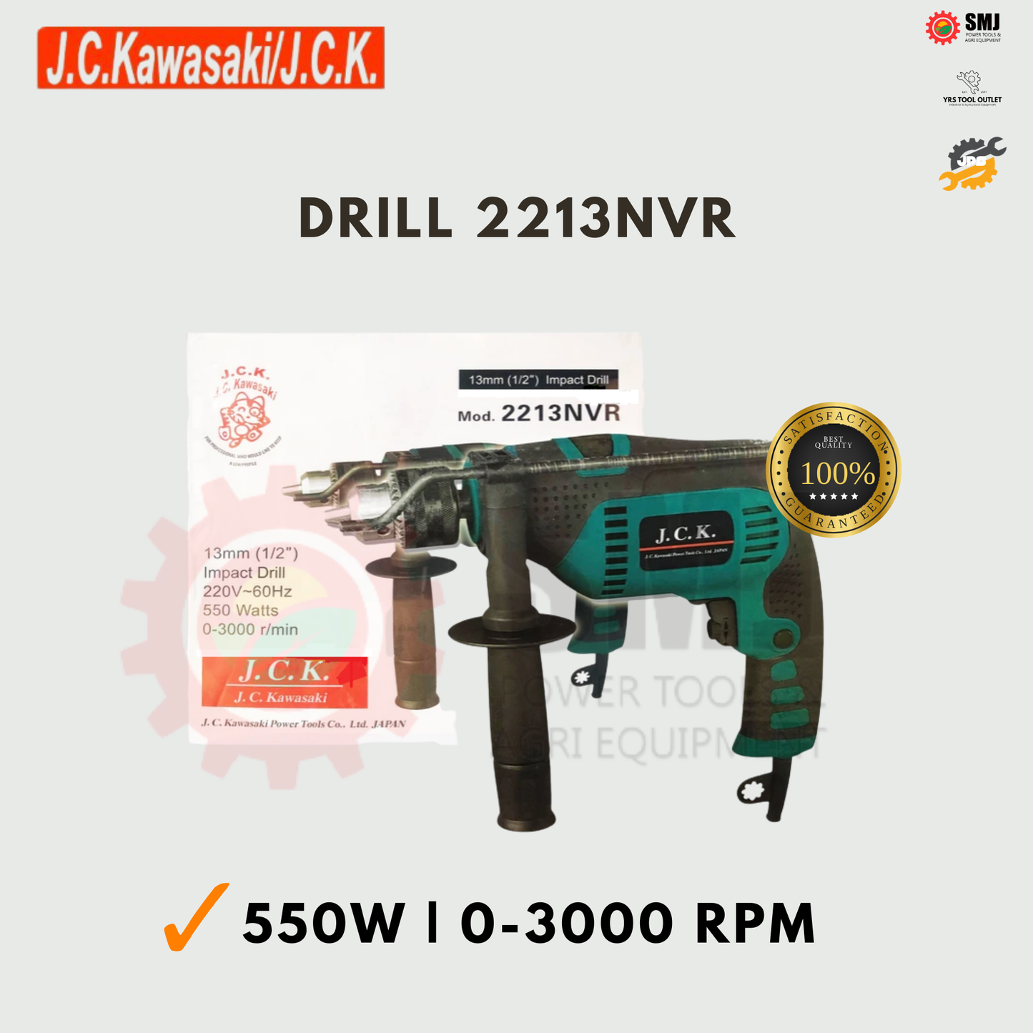 J.C. Kawasaki Hammer Drill 2213NVR