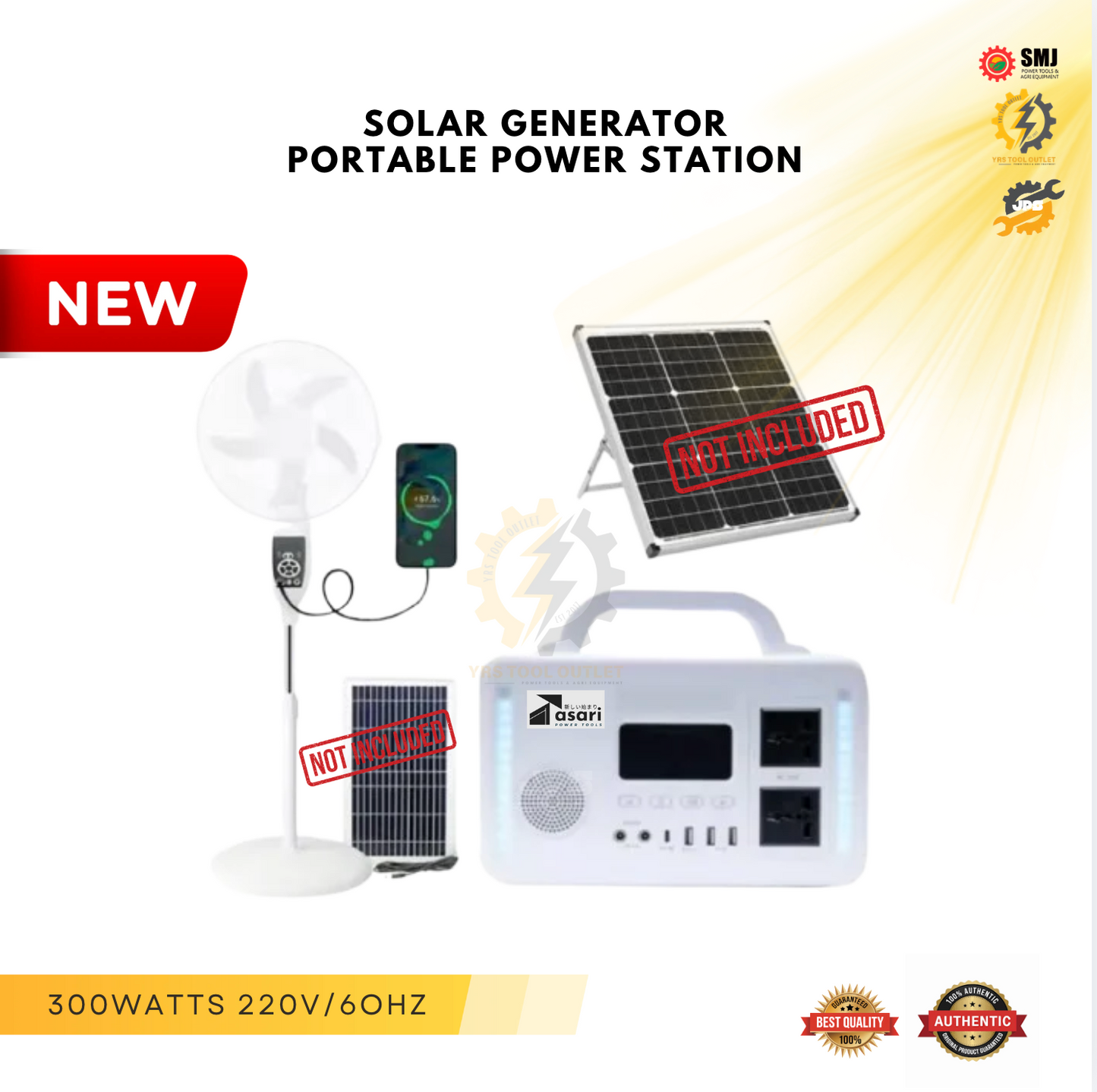 SOLAR GENERATOR PORTABLE POWER STATION 300W 220/60HZ
