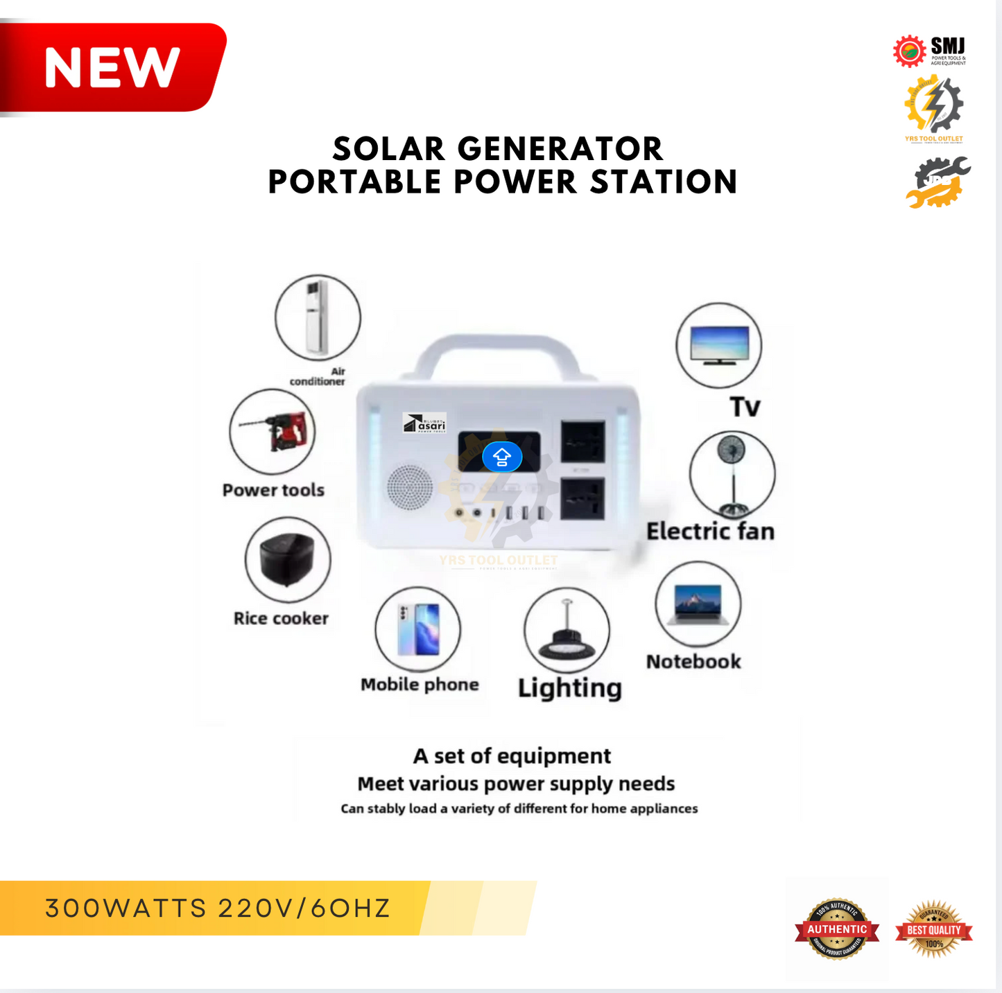 SOLAR GENERATOR PORTABLE POWER STATION 300W 220/60HZ