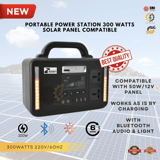 PORTABLE POWER STATION GENERATOR 300W 220/60HZ SOLAR PANEL COMPATIBLE