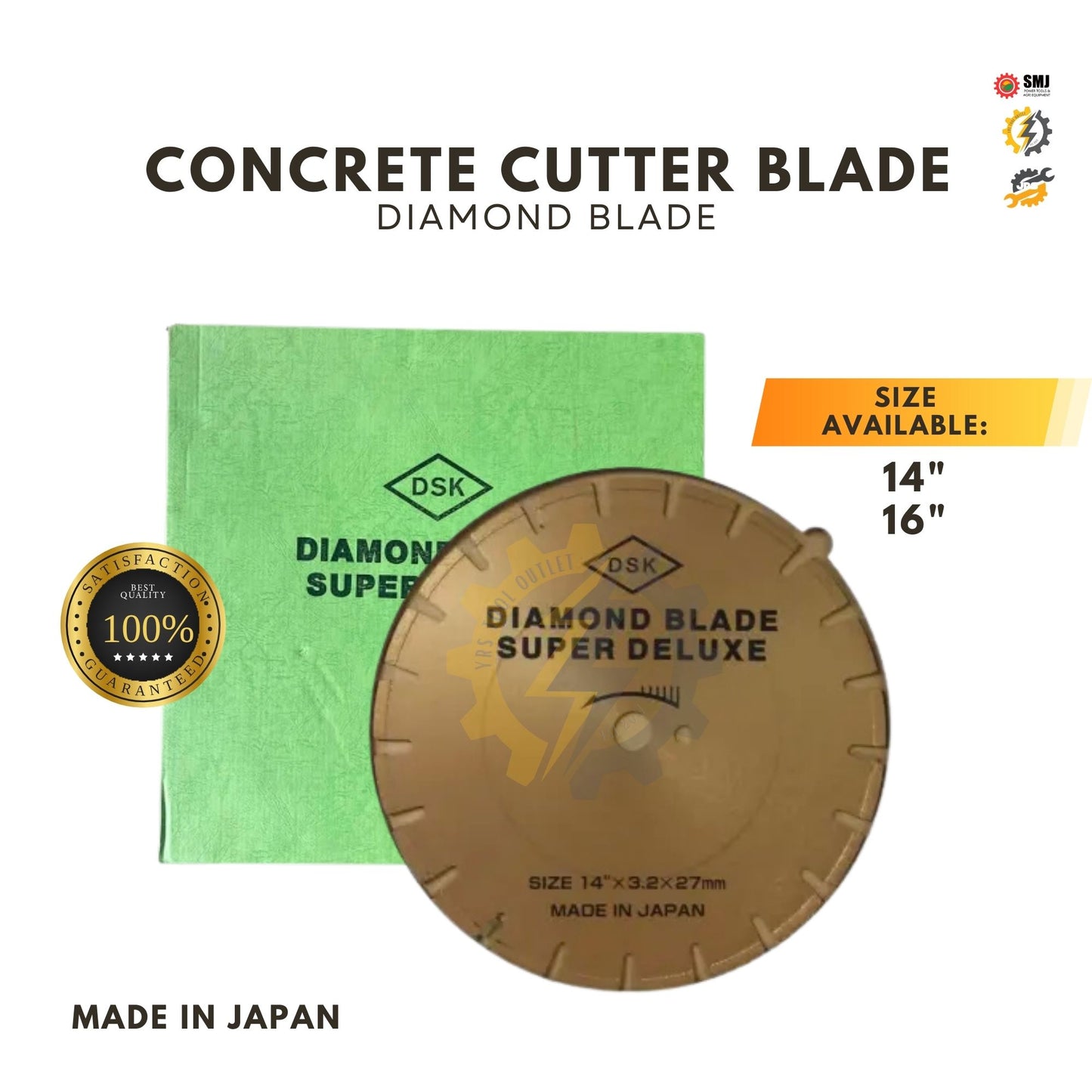 Original JAPAN DSK HATO MEGA Concrete Cutter Diamond Blade 14" 16"