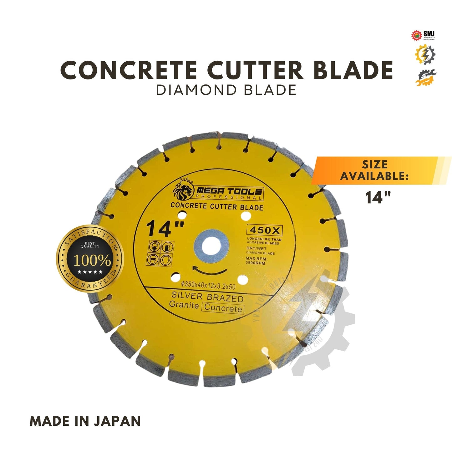 Original JAPAN DSK HATO MEGA Concrete Cutter Diamond Blade 14" 16"