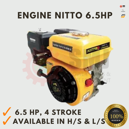 Nittoo Gasoline Engine 6.5HP Single Cylinder 4 Stroke Air Cooled 3600rpm Recoil Start (HighSpeed & Low Speed))