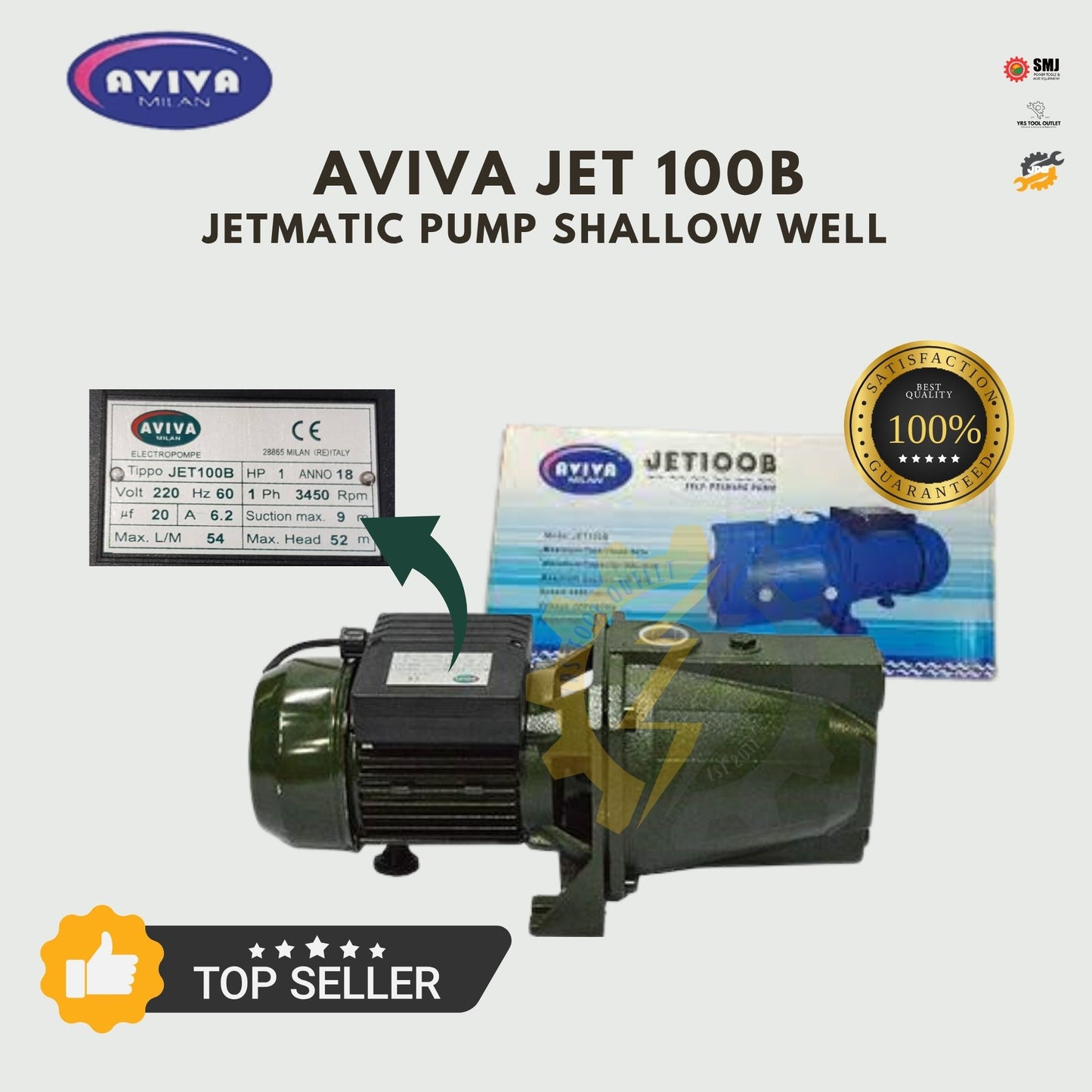 Aviva Jetmatic Pump 1HP Shallow Well JET100B